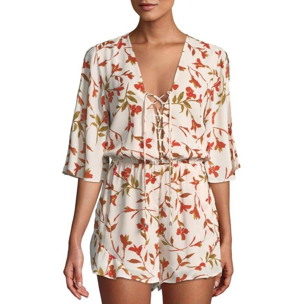 Lovers And Friends Epiphany Floral Cold-Shoulder Romper Small